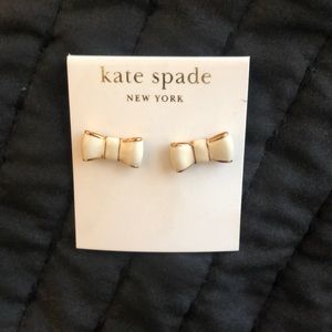 NWT Kate Spade Cream 14k Gold Fill Bow Earrings